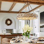 Люстра круглая с абажуром из устричных раковин Sea Ravens варинант исполнения - 4 | Loft Concept в Перми