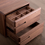 Прикроватный столик деревянный с 2-мя ящиками Moon Walnut Furniture варинант исполнения - 5 | Loft Concept в Перми
