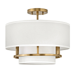 Потолочный светильник с двухслойным белым текстильным абажуром Hinkley варинант исполнения - 14 | Loft Concept в Перми