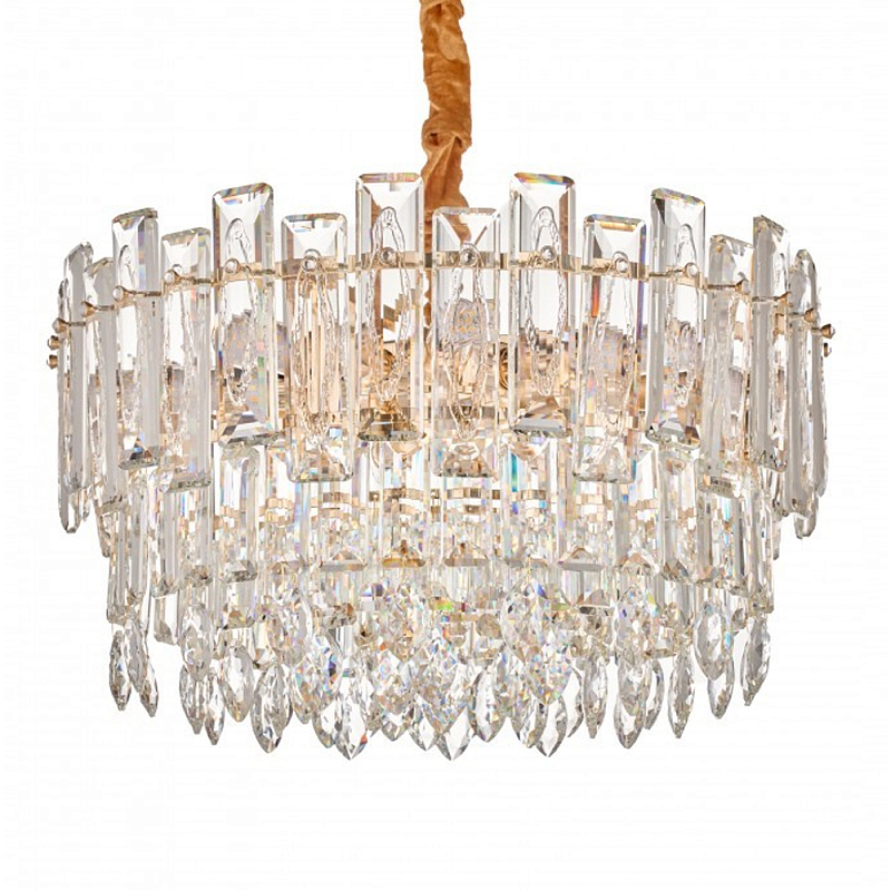 Круглая люстра с хрустальными подвесками на золотистом каркасе Gorgeous Crystal Light Золотой Прозрачный Круглая люстра с хрустальными подвесками на золотистом каркасе Gorgeous Crystal Light Золотой Прозрачный в Перми | Loft Concept