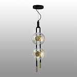 Подвесной светильник с черным основанием и золотистым декором Bruno Duo варинант исполнения - 4 | Loft Concept в Перми