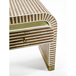 Тумбочка прикроватная с ящиком Tofino Stripes Bone Inlay Bedside Beige варинант исполнения - 3 | Loft Concept в Перми