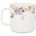 Кружка из фарфора белая с цветочным принтом 400 мл Flower Porcelain Collection варинант исполнения - 1 | Loft Concept в Перми