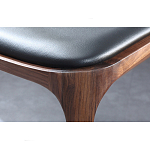 Стул деревянный с мягким сиденьем из черной натуральной кожи Moon Walnut Furniture варинант исполнения - 9 | Loft Concept в Перми