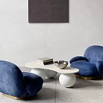 Дизайнерский журнальный стол с изогнутой столешницей на круглых ножках Rigilyr варинант исполнения - 3 | Loft Concept в Перми