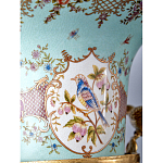 Ваза из голубого фарфора с рисунком птиц и цветов и декоративными элементами Blue Garden варинант исполнения - 9 | Loft Concept в Перми