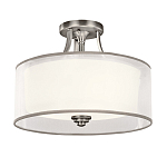 Потолочный светильник с двойным цилиндрическим плафоном из белого стекла и прозрачной органзы Kichler варинант исполнения - 7 | Loft Concept в Перми