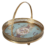 Блюдо круглое с ручкой и голубым фарфоровым дном с цветочным рисунком Blue Garden варинант исполнения - 1 | Loft Concept в Перми