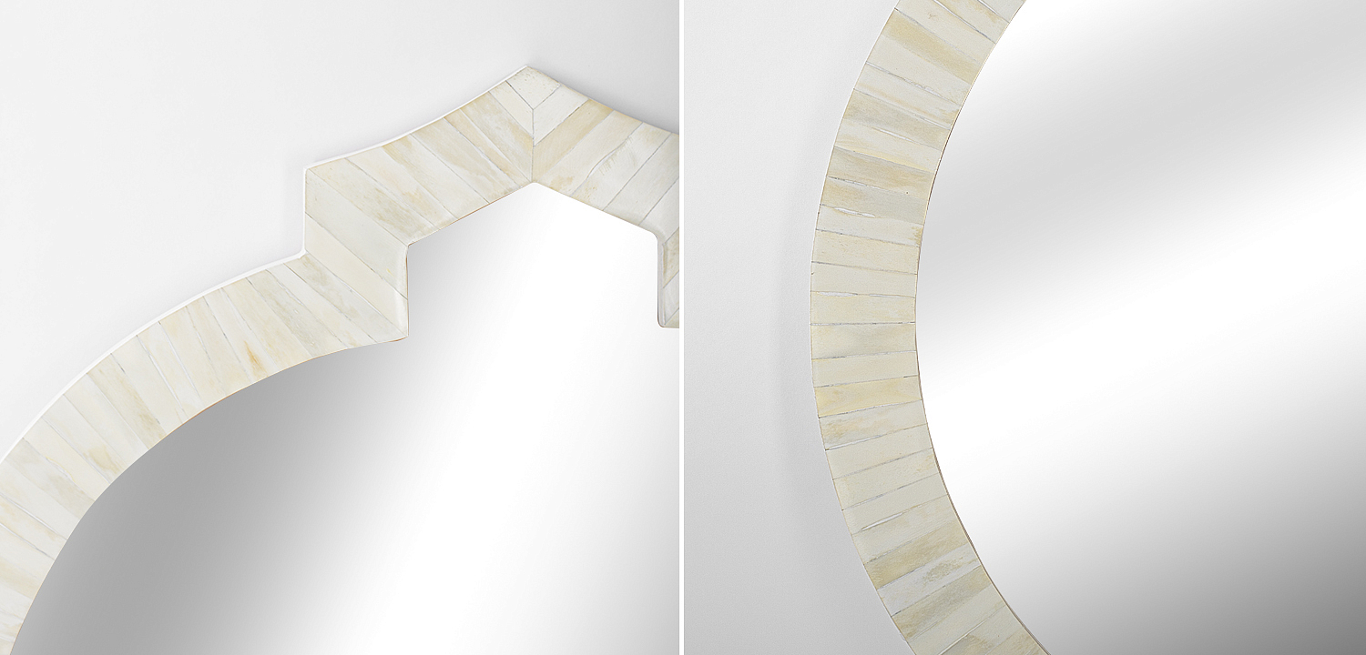 Зеркало Bone Inlay Round Mirror white Зеркало Bone Inlay Round Mirror white - Loft-Concept в Перми
