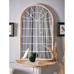 Зеркало-окно настенное в венецианском стиле с деревянной рамой бежевого цвета Venetian Smooth варинант исполнения - 5 | Loft Concept в Перми