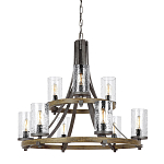 Люстра с цилиндрическим плафонами из толстого волнистого стекла в индустриальном стиле Feiss варинант исполнения - 1 | Loft Concept в Перми