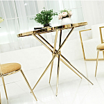 Обеденный стол с чёрной круглой столешницей на золотых ножках Rive Gauche Table варинант исполнения - 1 | Loft Concept в Перми