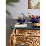 Чаша темно-синяя фарфоровая с бронзовыми ручками и ажурным ободком Eden Garden варинант исполнения - 4 | Loft Concept в Перми