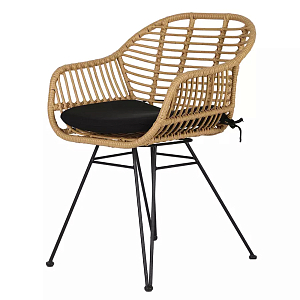 Стул с ротанговым плетением Wicker Half Chair с подлокотниками