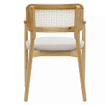 Стул обеденный с мягким сиденьем и спинкой из плетеного ротанга Wood and Textile Chair варинант исполнения - 4 | Loft Concept в Перми