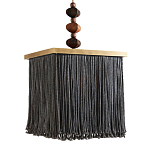 Люстра квадратная с бахромой и подвесом из деревянных бусин Psyche варинант исполнения - 2 | Loft Concept в Перми