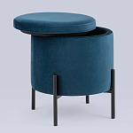 Синий пуф на черных ножках SANJAY варинант исполнения - 2 | Loft Concept в Перми