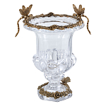 Ваза из прозрачного стекла на бронзовой подставке с ободком и ручками в виде стрекоз Eden Garden варинант исполнения - 1 | Loft Concept в Перми