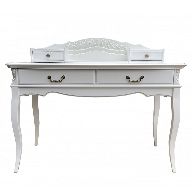 Стол-бюро белого цвета из массива бука с 4-мя ящиками White Provence Белый Стол-бюро белого цвета из массива бука с 4-мя ящиками White Provence Белый в Перми | Loft Concept