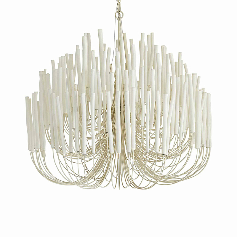 Люстра белая с несколькими ярусами деревянных палочек Bright Wooden Chandelier Белый Люстра белая с несколькими ярусами деревянных палочек Bright Wooden Chandelier Белый в Перми | Loft Concept