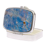Таблетница карманная прямоугольная на 2 отделения с зеркалом и накладкой из натурального камня Лазурит Silver Stone Pillboxes варинант исполнения - 2 | Loft Concept в Перми