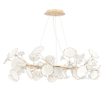 Люстра круглая с белыми лепестками из керамики и прозрачными хрустальными цветками Диаметр 82 см Wintery flovers варинант исполнения - 2 | Loft Concept в Перми