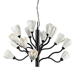 Люстра подвесная черного цвета с ветвями и белыми фарфоровыми цветами Floralis варинант исполнения - 1 | Loft Concept в Перми