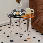 Дизайнерский журнальный стол с фигурной столешницей на 3-х прозрачных ножках Rahakif варинант исполнения - 3 | Loft Concept в Перми