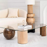 Дизайнерский журнальный стол с прозрачной столешницей и ножками в форме геометрических фигур Pytusin варинант исполнения - 2 | Loft Concept в Перми