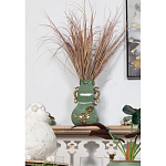 Ваза зеленого цвета из фарфора с бронзовыми ручками в виде драконов и рельефным цветочным декором Eden Garden porcelain and bronze варинант исполнения - 7 | Loft Concept в Перми