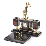 Настольный письменный набор из яшмы с часами в подарочной упаковке Manager Organizer варинант исполнения - 2 | Loft Concept в Перми