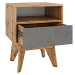 Тумба прикроватная с ящиком и фасадом цвета серый бетон Grace of Furniture варинант исполнения - 2 | Loft Concept в Перми