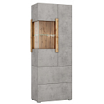Шкаф-витрина двухдверная с фасадом цвета серый бетон Grace of Furniture варинант исполнения - 2 | Loft Concept в Перми