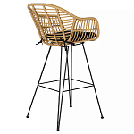 Стул барный с ротанговым плетением Half Bar Chair with Wicker с подлокотниками варинант исполнения - 4 | Loft Concept в Перми