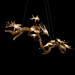 Люстра подвесная линейная с прозрачными стеклянными птичками на ветвях Serip Voa варинант исполнения - 9 | Loft Concept в Перми