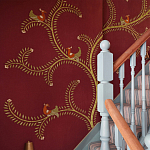 Обои с вышивкой ручной работы Fyodor Original colourway on Merlot linen варинант исполнения - 2 | Loft Concept в Перми