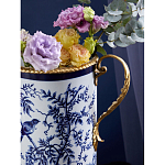 Ваза с бронзовыми ручками и синим цветочным узором Blue & White Ornament варинант исполнения - 6 | Loft Concept в Перми
