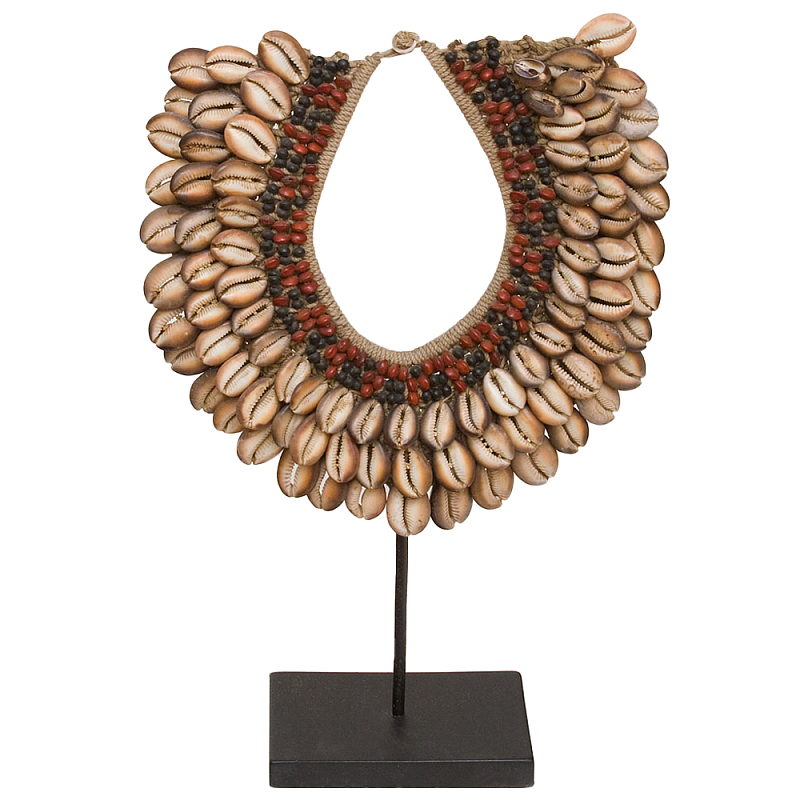 Этническое ожерелье из ракушек на подставке Ethnic Necklace Brown Shells Коричневый Красный Черный в Перми | Loft Concept 