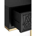Приставной столик с резным узором на выдвижном ящике Black Table Carved Pattern варинант исполнения - 3 | Loft Concept в Перми