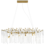 Люстра подвесная прямоугольная с бронзовыми акцентами и прозрачными стеклянными каплями Droplet Chandelier варинант исполнения - 1 | Loft Concept в Перми