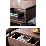 Кофейный стол из дерева с ящиком и нишей для хранения Coffee Walnut Table варинант исполнения - 4 | Loft Concept в Перми