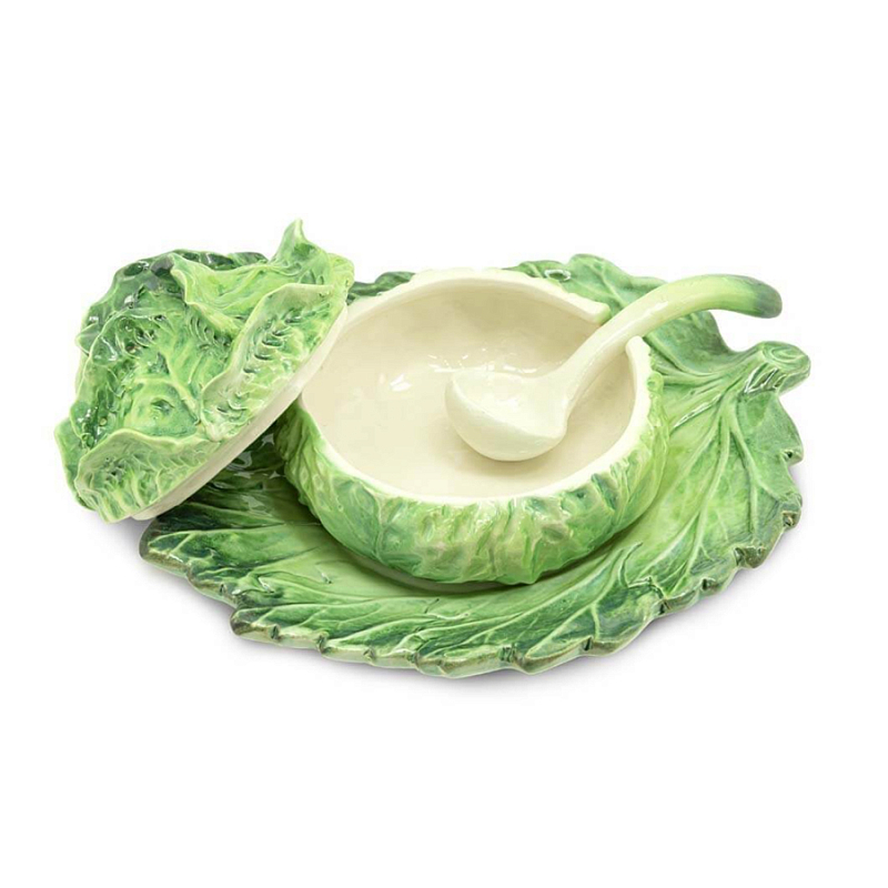 Супница SOUP BOWL CABBAGE SMALL W/PLATE D13 Зеленый Супница SOUP BOWL CABBAGE SMALL W/PLATE D13 Зеленый в Перми | Loft Concept