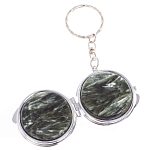 Зеркало брелок карманное двухстороннее из натурального камня Серафинит Stone Mirrors варинант исполнения - 6 | Loft Concept в Перми