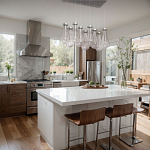 Люстра с 9-ю прозрачными плафонами из стекла в форме капли на прямоугольном потолочном основании цвета хром Lucid Rain  варинант исполнения - 11 | Loft Concept в Перми