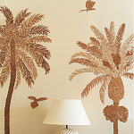 Обои с вышивкой ручной работы Deco Palms Raffia on linen варинант исполнения - 1 | Loft Concept в Перми