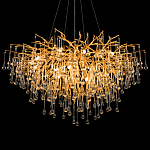 Люстра подвесная с прозрачными стеклянными подвесками в форме капель Диаметр 100 см Droplet Chandelier варинант исполнения - 8 | Loft Concept в Перми