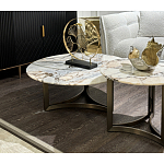 Столик журнальный с круглой мраморной столешницей Unique Stone Design варинант исполнения - 8 | Loft Concept в Перми