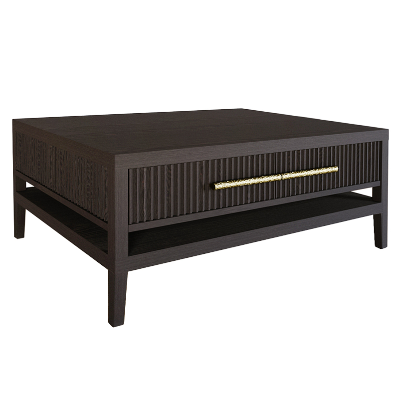 Кофейный стол Primo с двумя ящиками Темный орех Орех Золотой в Перми | Loft Concept 