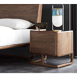 Прикроватный деревянный столик с 2-мя ящиками Moon Walnut Furniture варинант исполнения - 2 | Loft Concept в Перми
