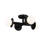 Потолочный светильник с тремя белыми матовыми стеклянными плафонами в форме шаров на черном основании Generation Lighting варинант исполнения - 2 | Loft Concept в Перми